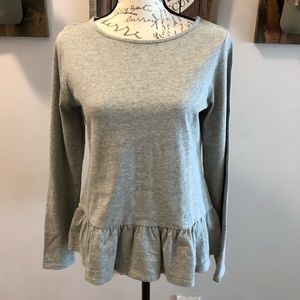 🎯2/$15-NWT J Crew ruffled bottom long sleeve top.